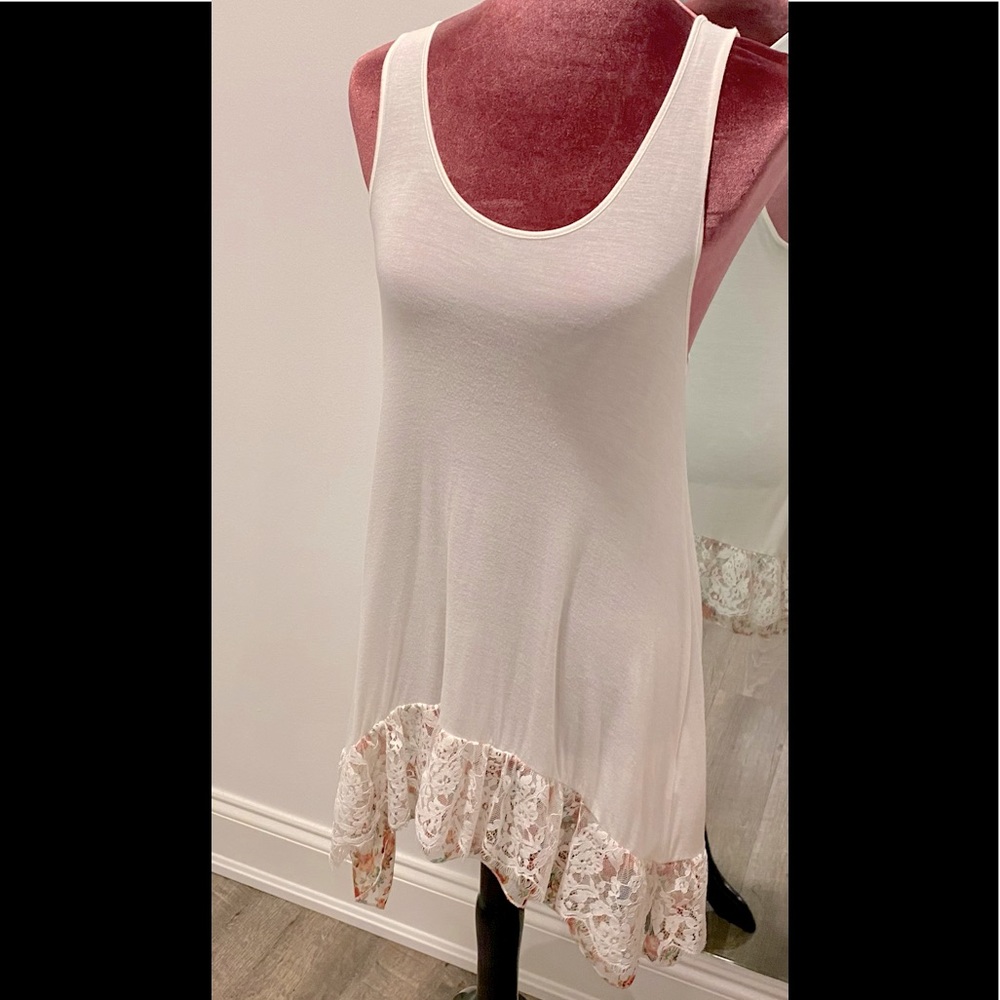 Tank top extension with a special floral and lace ruffle by Grace & Lace